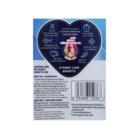 Nước xả vải Comfort Hương Ban Mai chai 800ml Đậm Đặc Chỉ Một Lần Xả