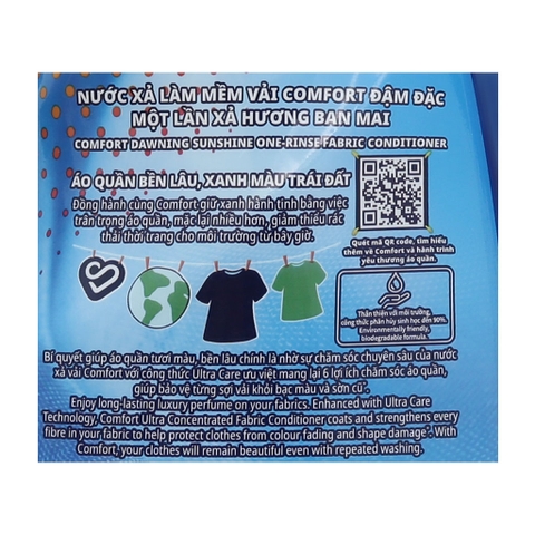 Nước xả vải Comfort Hương Ban Mai chai 800ml Đậm Đặc Chỉ Một Lần Xả