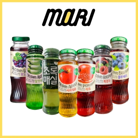 Nước Woongjin vị nho, táo, lô hội nha đam, mật ong và hồng sâm, cam, đào, gạo rang (chai 180ml) Chuẩn hàng nhập khẩu HQ