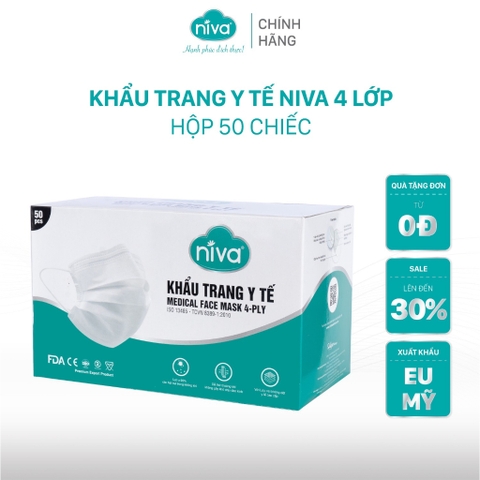 HỘP KHẨU TRANG 4D NIVA HỘP 50 CÁI KHÁNG KHUẨN LỌC BỤI