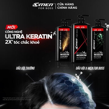 Dầu gội đầu Xmen INTENSE 650g (chai) Mùi hương trầm đầy nội lực