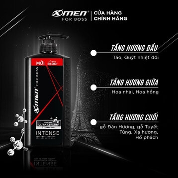 Dầu gội đầu Xmen INTENSE 650g (chai) Mùi hương trầm đầy nội lực