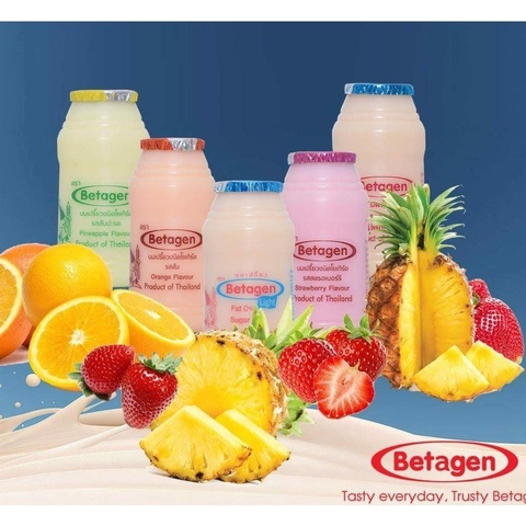 Sữa uống lên men Thái Lan BETAGEN hương dâu/cam 300ml bổ sung lợi khuẩn cho đường ruột