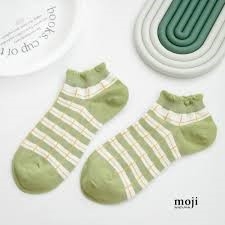 Vớ cổ ngắn màu đen/trắng/họa tiết Đôi 2 chiếc Co dãn êm chân