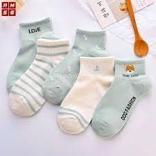 Vớ cổ ngắn màu đen/trắng/họa tiết Đôi 2 chiếc Co dãn êm chân