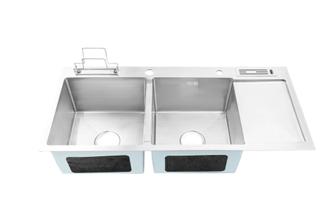 CHẬU INOX LUXURY HANDMADE 2 HỘC 1 BÀN