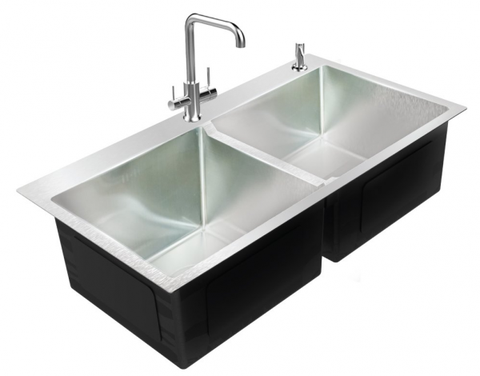 CHẬU INOX LUXURY HANDMADE 2 HỘC CÂN 8245