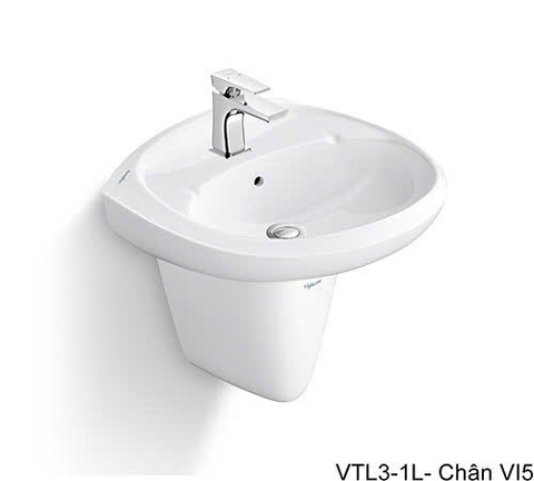 Chậu rửa mặt Viglacera treo tường VTL3 ( không có chân)