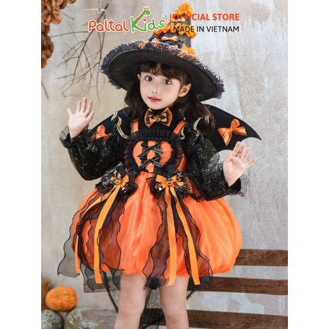 HALLOWEEN 2025 - Đầm Dáng Bí Tiểu Quỷ Bí Ngô Bé Gái Cao Cấp