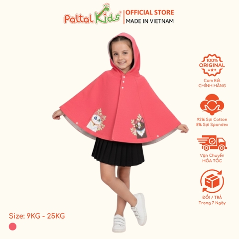 Áo Choàng Cánh Dơi Cotton Melan Bé Gái Cao Cấp - 191 4006