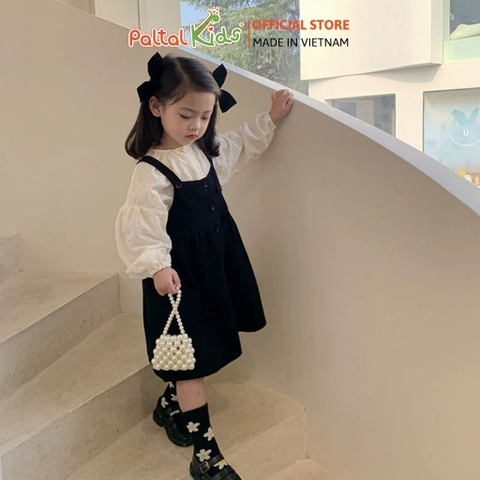 Set Đầm Yếm Phối Áo Sơ Mi Tay Dài Bé Gái Cao Cấp - 02C 9208