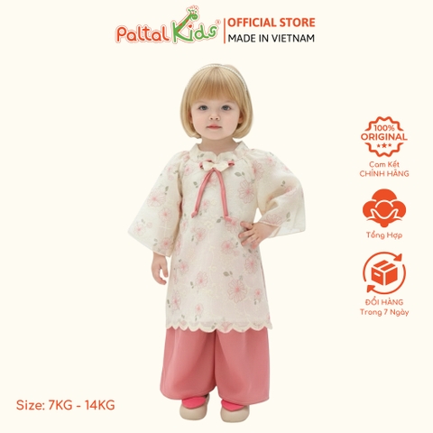 Set Áo Dài Thêu Hoa Cách Tân Kèm Cài Ngọc Bé Gái Cao Cấp - 533 6076