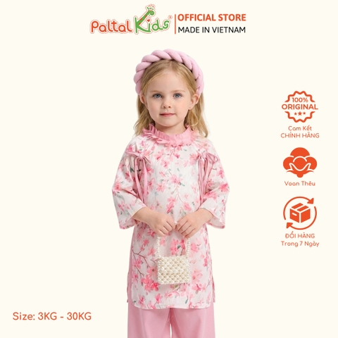 Set Áo Dài Thêu Hoa Cách Tân Kèm Phụ Kiện Bé Gái Cao Cấp - 533 6093