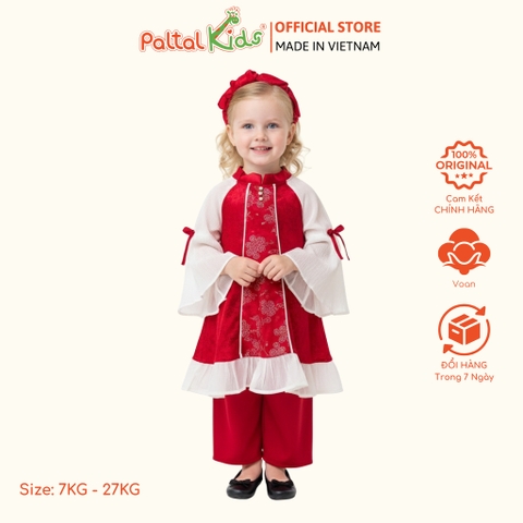 Set Áo Dài Voan Tay Loe Cách Tân Kèm Phụ Kiện Bé Gái Cao Cấp - 533 6107