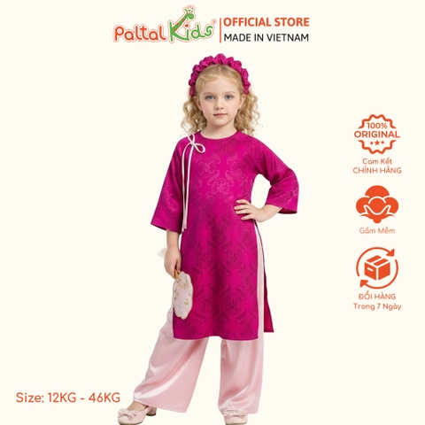 Set Áo Dài Gấm Mềm Cách Tân Đính Nơ Bé Gái Cao Cấp - 533 6109