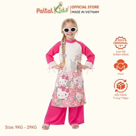 Set Áo Dài Voan In Hello Kitty Cách Tân Bé Gái Cao Cấp - 533 6116