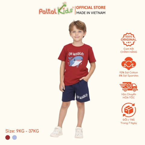 Đồ Bộ Đùi Cotton Mỹ Hình In Cá Voi Xanh Bé Trai Cao Cấp - 025 2112