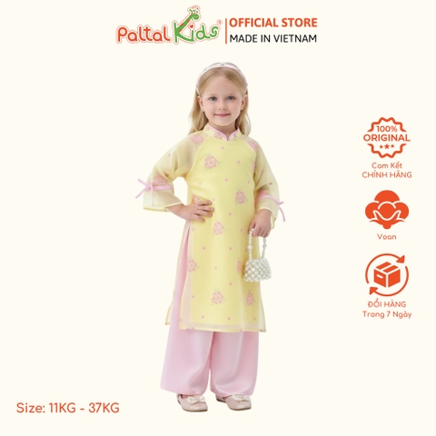 Set Áo Dài Voan Thêu Hoa Cách Tân Bé Gái Cao Cấp - 533 6128