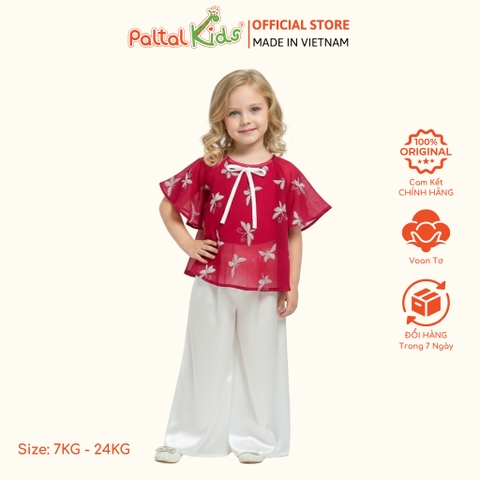 Set Bà Ba Pháp Phục Voan Tơ Thêu Bướm Cách Tân Bé Gái Cao Cấp - 533 6138