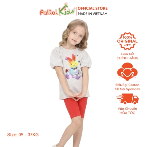 Đồ Bộ Lửng Cotton Mỹ Hình In Thỏ Cầu Vòng Bé Gái Cao Cấp - 024 7033