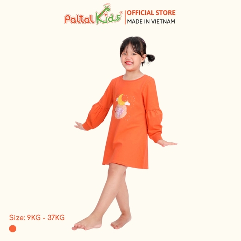 Đầm Dáng A Tay Dài Cotton Mỹ Bé Gái Cao Cấp - 020C 8009