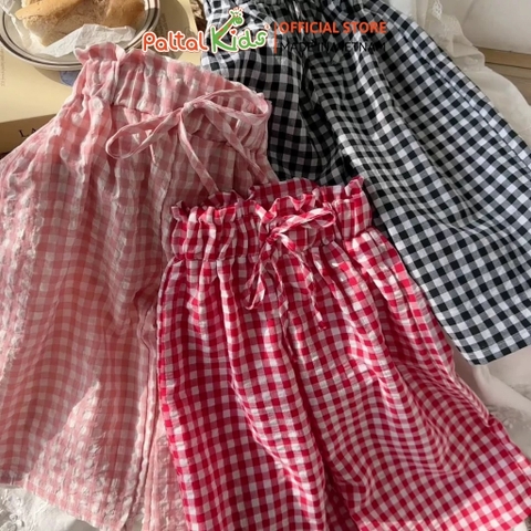 Quần Dài Đũi Sọc Caro Cột Nơ Cao Cấp - 568 8522