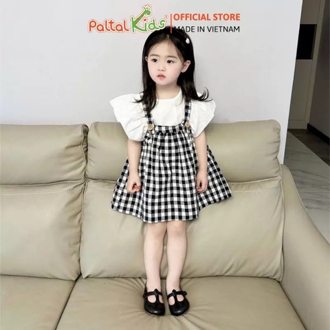 Set Đầm Yếm Phối Áo Sơ Mi Cánh Tiên Bé Gái Cao Cấp - 02C 9207