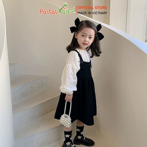 Set Đầm Yếm Phối Áo Sơ Mi Tay Dài Bé Gái Cao Cấp - 02C 9208