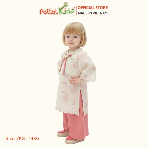 Set Áo Dài Thêu Hoa Cách Tân Kèm Cài Ngọc Bé Gái Cao Cấp - 533 6076