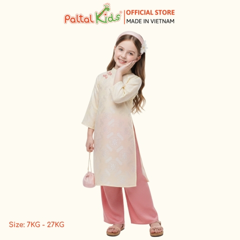 Set Áo Dài Gấm Mềm Cách Tân Kèm Phụ Kiện Bé Gái Cao Cấp - 533 6106