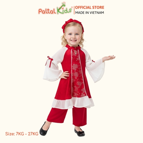 Set Áo Dài Voan Tay Loe Cách Tân Kèm Phụ Kiện Bé Gái Cao Cấp - 533 6107