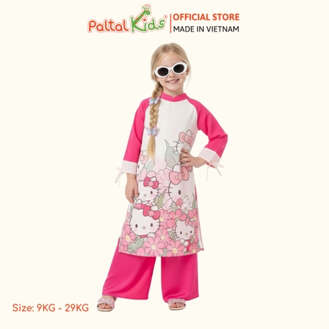 Set Áo Dài Voan In Hello Kitty Cách Tân Bé Gái Cao Cấp - 533 6116