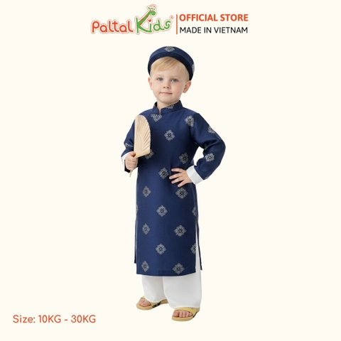 Set Áo Dài Gấm Cách Tân Kèm Khăn Đóng Bé Trai Cao Cấp - 533 6119