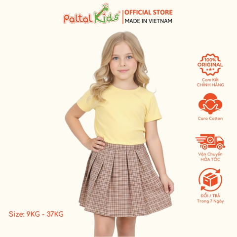 Chân Váy Xếp Ly Cotton Caro Bé Gái Cao Cấp - 112 9202