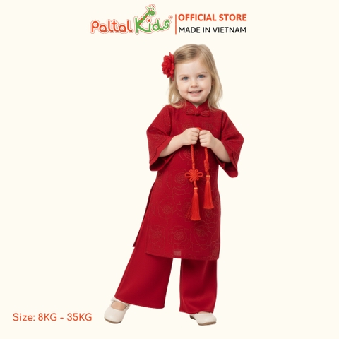 Set Áo Dài Voan Thêu Hoa Cách Tân Bé Gái Cao Cấp - 533 6123