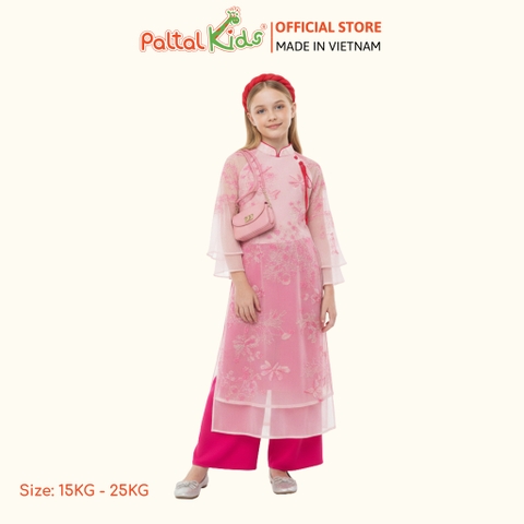 Set Áo Dài Voan Thêu Hoa 4 Tà Cách Tân Bé Gái Cao Cấp - 533 6124