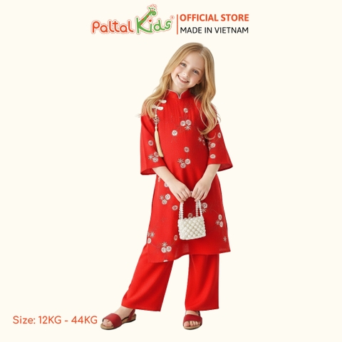 Set Áo Dài Voan Thêu Hoa Cách Tân Bé Gái Cao Cấp - 533 6125