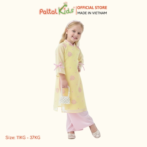 Set Áo Dài Voan Thêu Hoa Cách Tân Bé Gái Cao Cấp - 533 6128