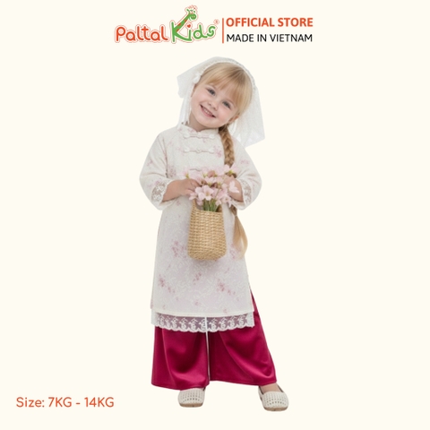 Set Áo Dài Thêu Hoa Cách Tân Kèm Cài Ngọc Bé Gái Cao Cấp - 533 6076