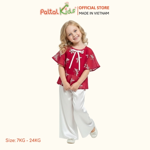 Set Bà Ba Pháp Phục Voan Tơ Thêu Bướm Cách Tân Bé Gái Cao Cấp - 533 6138