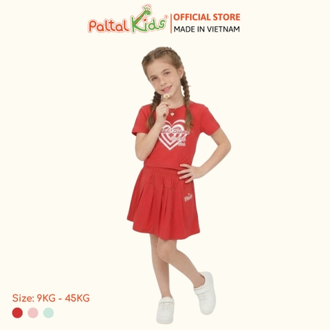 Set Áo Croptop Mix Chân Váy Xếp Ly Cotton Mỹ Bé Gái Cao Cấp - 022 9203