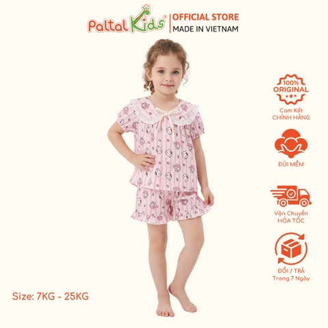 Đồ Bộ Đùi Đũi Mềm Cổ Sen Họa Tiết Sanrio Phối Quần Bèo Bé Gái - 9214