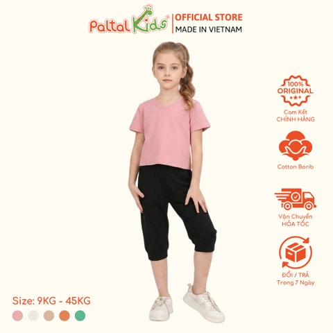 Áo Thun Croptop Cổ Tim Trơn Cotton Borib Bé Gái Cao Cấp - 220 1422