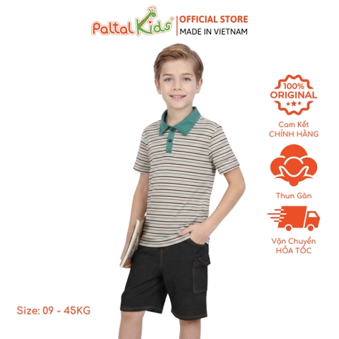 Áo Thun Polo Cotton Sọc Gân Bé Trai Cao Cấp - 020 1420