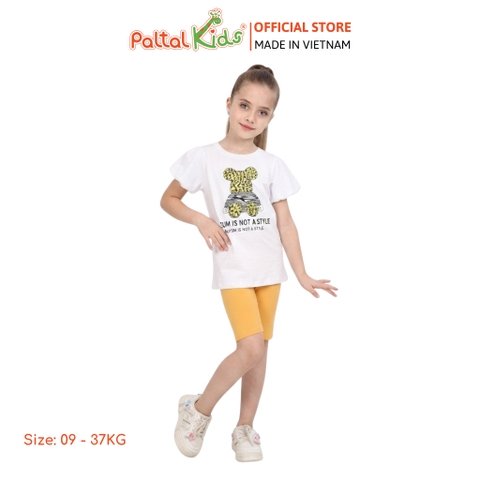 Đồ Bộ Lửng Cotton Mỹ Hình In Bear Brick Bé Gái Cao Cấp - 024 7026