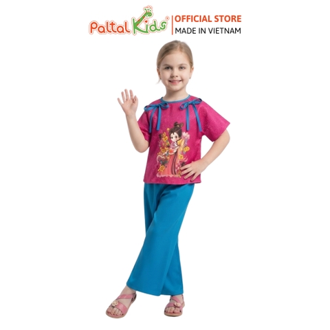 TRUNG THU 2026 - Set Bà Ba Lụa Hình In Hằng Nga Nhiều Màu Bé Gái Cao Cấp