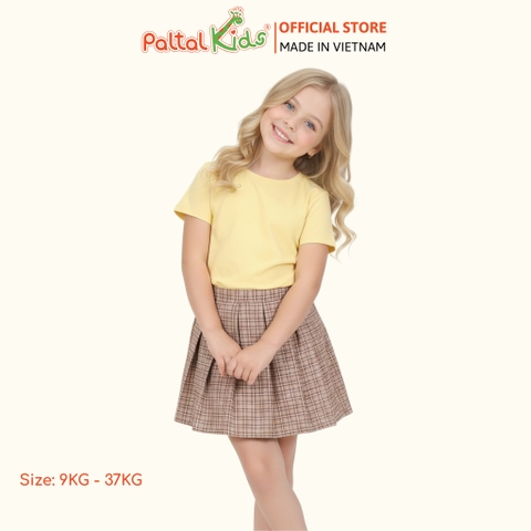 Chân Váy Xếp Ly Cotton Caro Bé Gái Cao Cấp - 112 9202