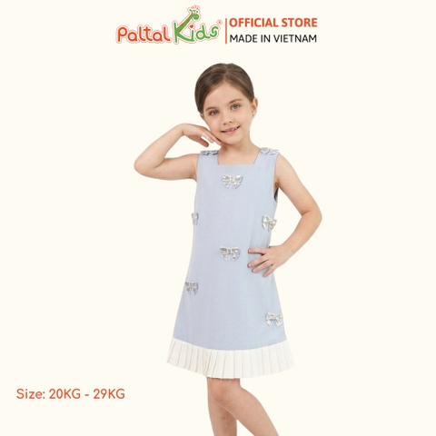 Đầm Dáng A Đuôi Cá Đính Nơ Lụa Lạnh Bé Gái Cao Cấp - 26C 8037
