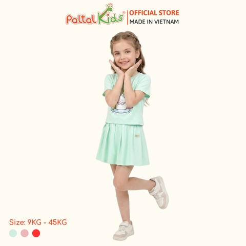 Set Áo Croptop Mix Chân Váy Xếp Ly Cotton Mỹ Bé Gái Cao Cấp - 022 9204