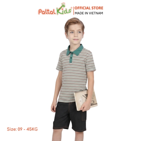Áo Thun Polo Cotton Sọc Gân Bé Trai Cao Cấp - 020 1420